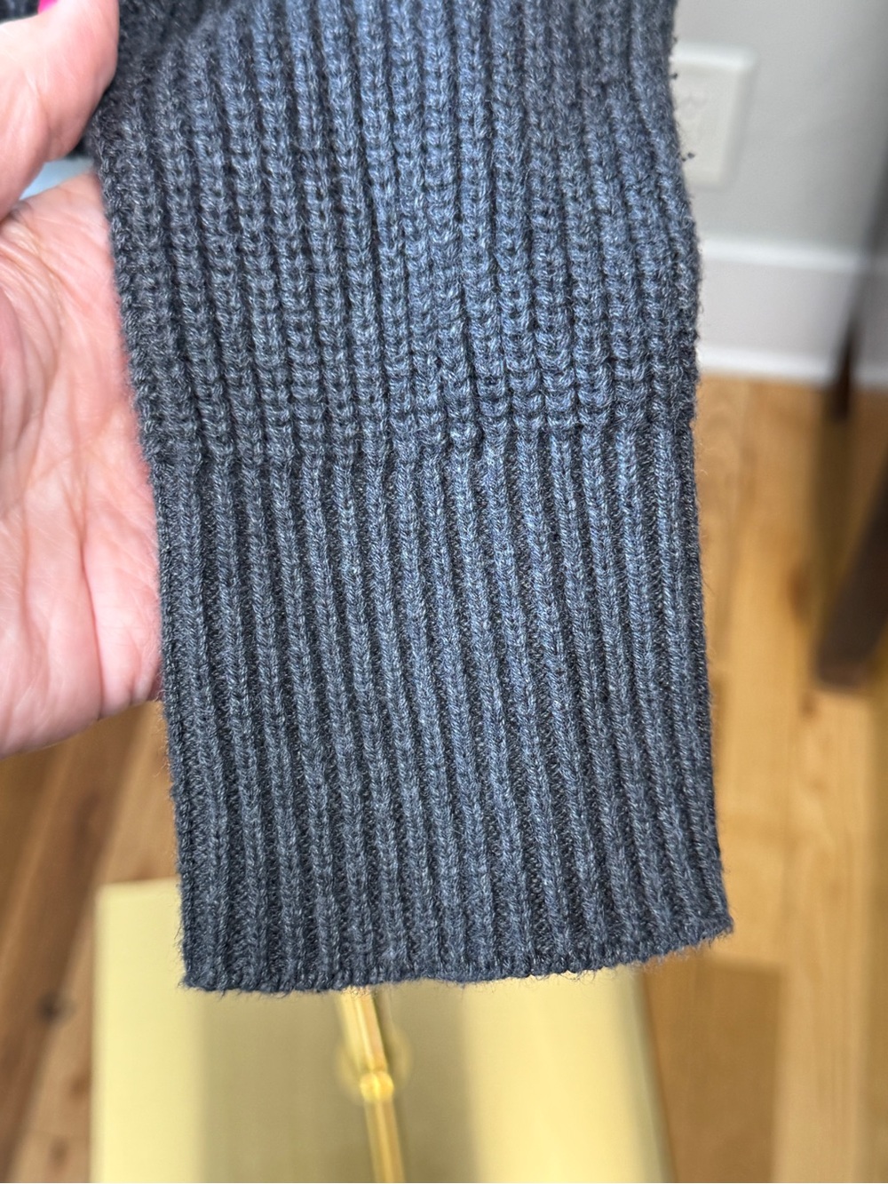 Pact Organic Cotton Ribbed Henley Mock Neck Sweater Gray Size M - Picture 4 of 8